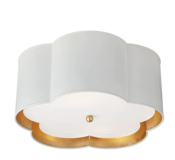 white and gold flush mount