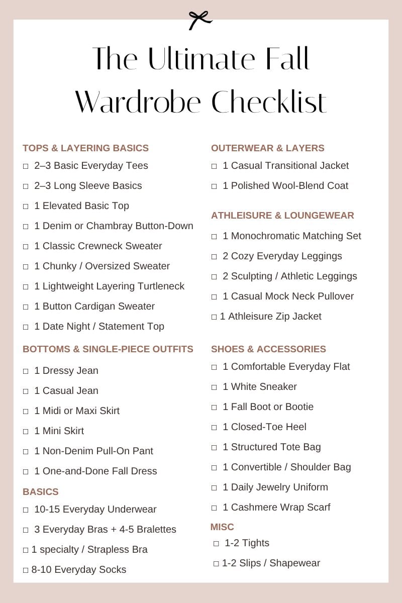 fall wardrobe checklist